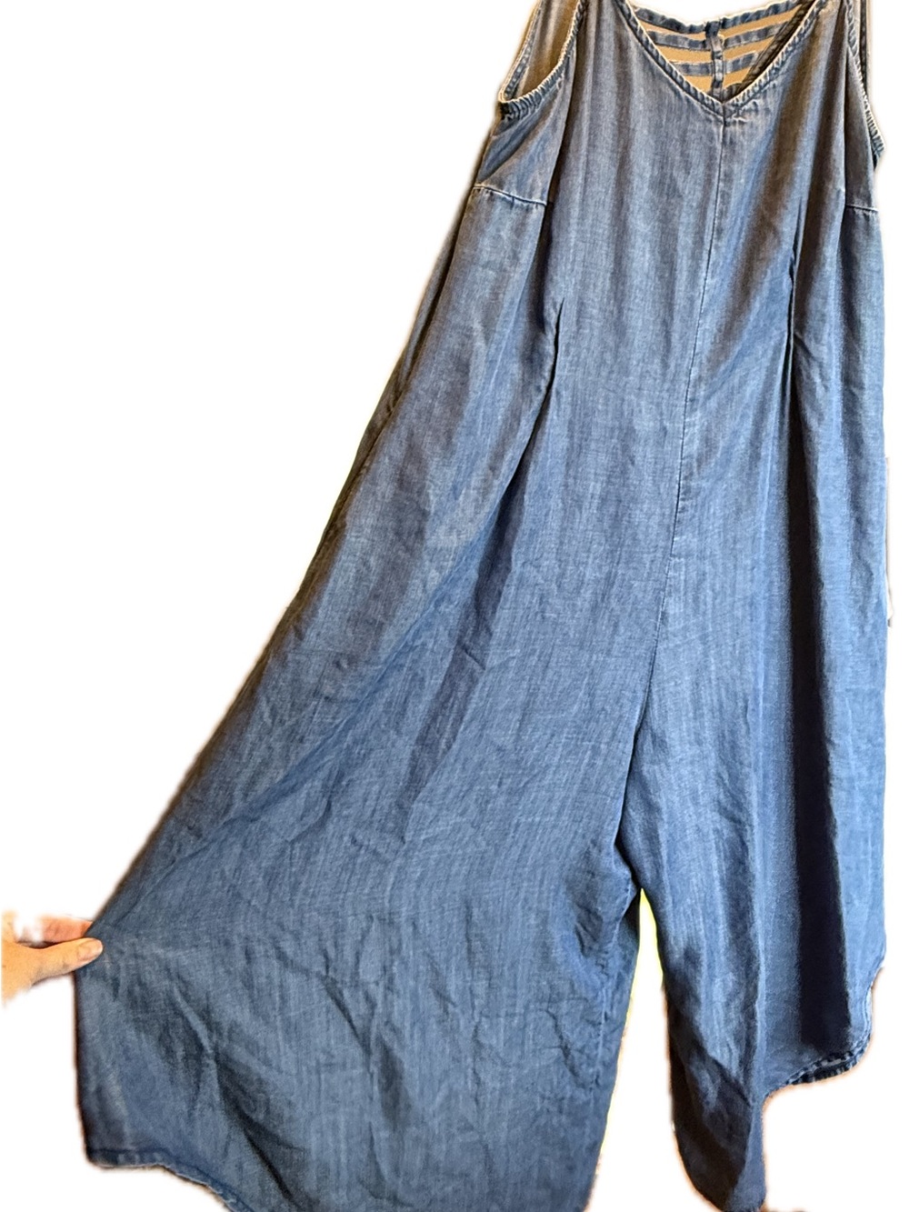 For The Republic Tencel Denim Wide Leg Jumpsuit Boho Oversized